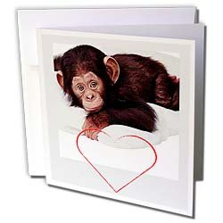 Valentines Day - Valentines Monkey - Greeting Cards-12 Greeting Cards with envelopes