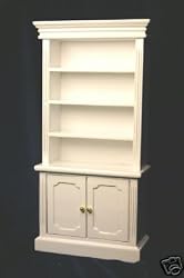 Miniature White Bookshelves with Crown Molding Dollhouse Miniature