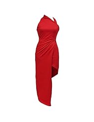 Sexy Strapless Polyester/Spandex Wrap Asymmetric Sleeveless High-Neck Round Neck Maxi Dress 