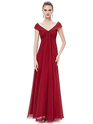 A-line Floor Length Chiffon Empire   Waistline Lace Flowy Off the Shoulder Bridesmaid Dress 