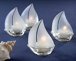 Candle Set Sail Frosted Glass Sailboat Tealight Holders (24 per order) Wedding Favors