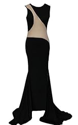 Sexy Sleeveless Stretchy Sheer Polyester/Spandex/Tulle Round Neck Sheath Mermaid Maxi Dress  with a Brush/Sweep Train 