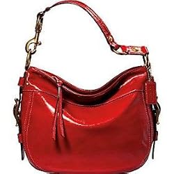 Coach Patent Zoe Shoulder Bag Tote 12735 Coral Red