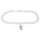 Silver Figure Skater Ice Skate on 4 Millimeter Charm Bracelet