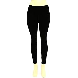Winter Velour Velvety Velvet Thick Warm Ski Snow Leggings Stretch Tights Black Small