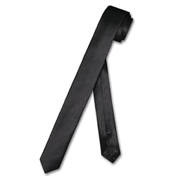 BIAGIO SILK Narrow NeckTie EXTRA Skinny BLACK Thin Men's 1.5" Neck Tie