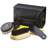 Genuine Black BB167 Leather Compact Travel Shoe Shine Kit