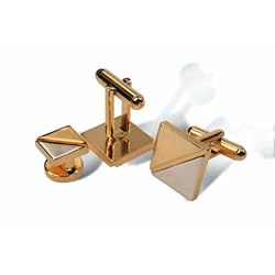 Geoffrey Beene Tone on Tone Square Cufflink and Stud set