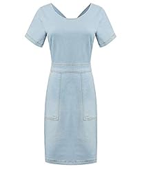 Sexy Cotton/Denim Backless Short Sleeves  Dress