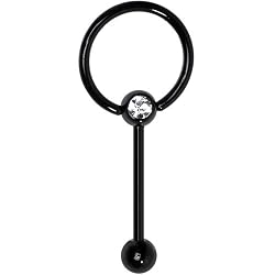 Black Electro Titanium Door Knocker Barbell Tongue Ring