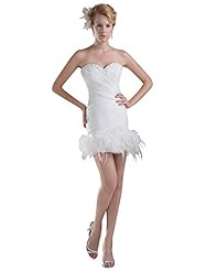 Sweetheart Natural   Waistline Beaded Feathers Lace Short Organza Sheath  Dress