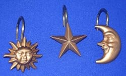 Celestial Moon Star SHOWER CURTAIN HOOK ring bath decor
