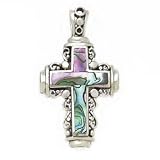 925 Silver & Abalone Shell Cross Pendant