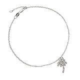 Sterling Silver Cubic Zirconia Palm Tree Anklet
