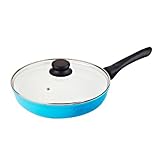 Vinaroz Die Cast Aluminum with Ceramic Coating 28-Cm Fry Pan with Lid and Vent, Blue