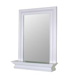 Elite Home Fashions Stratford Collection Framed Mirror with Shelf, White