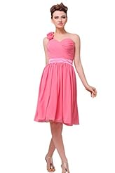 Girls One Shoulder Chiffon Knee Length Short Prom Dress 