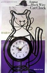 Sculpted Black Wire Cat Clock