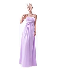 A-line Strapless Floor Length Empire   Waistline Lace Beaded Chiffon Bridesmaid Dress 
