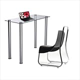RTA Home and Office Clear Tempered Glass and Aluminum Laptop Desk in Silver