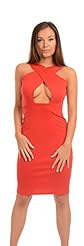 Cutout Keyhole Backless Plunging Neck Elastane/Polyester/Scuba/Knit Bodycon Dress/Midi Dress 