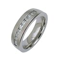 8mm Polished Titanium Ring with Cubic Zirconia