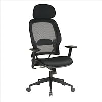 Space Air Grid Series High Back Chair with Headrest, Black mesh OSP55403
