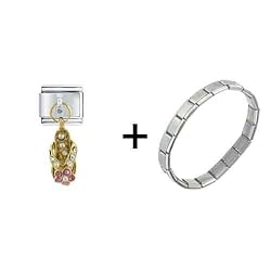 Pugster Flower Flip Flop Italian Charm