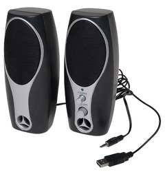 Dakota Designs 3CPX9 Computer Speakers, 1 Watt, Blk/Silver