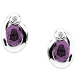 14K White Gold Amethyst and Diamond Earrings