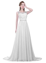 Lace Beaded Cocktail Sleeveless Chiffon Evening Dress/Prom Dress/Party Dress/Wedding Dress  with a Brush/Sweep Train  With a Sash 