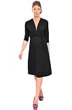 The Olian V-Neck Shirred Shoulder Three-quarter Sleeve Rayon Knit Dress