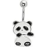 Black and White Panda Bear Belly Ring
