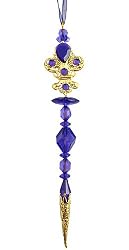 8" Purple Fleur-De-Lis Diamond Finial Christmas Ornament