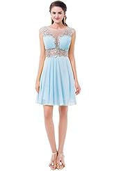 Junior 2015 Chiffon/Tulle  Lace Homecoming Dress/Prom Dress/Mini Dress  With Rhinestones