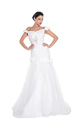 Off the Shoulder Belted Open-Back Chiffon/Satin Evening Dress/Wedding Dress 