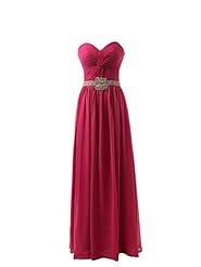 Girls Strapless Chiffon Sweetheart Sleeveless Full-Skirt Fitted Lace Belted Ruched Homecoming Dress/Bridesmaid Dress/Prom Dress 