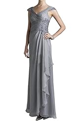 V-neck Chiffon Spaghetti Strap Natural   Waistline Applique  Prom Dress/Party Dress  With Ruffles