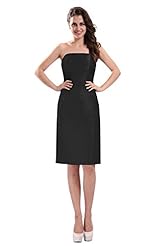 Strapless Taffeta Open-Back Cocktail Knee Length Sleeveless Sheath Wedding Dress 