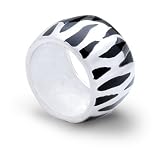 Italian Sterling Silver Animal Print Ring with Black Enamel