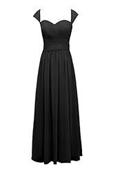 Sexy A-line Floor Length Cap Sleeves Chiffon Backless  Sweetheart Evening Dress/Bridesmaid Dress/Prom Dress/Party Dress/Wedding Dress  With Ruffles