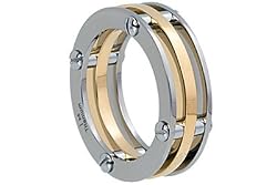 Two Tone IP Yellow Gold Titanium Ring