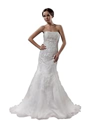 Strapless Satin Spring Fall Sweetheart Beaded Applique  Mermaid Wedding Dress  with a Court Train  With Pearls