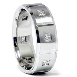Mens .75CT Princess Cut Diamond Wedding Ring New Band