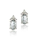 Sterling Silver 2ct Blue Topaz & Diamond Accent Oval Drop Stud Earrings