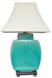 Southwest Turquoise D&eacute;cor - 20" Azure Glazed Ceramic Jar Desk / Table Lamp - JCO-X4014