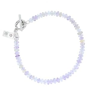 Ametrine Faceted Gemstone Bead Bracelet with Sterling Silver Charm, 7 1/2" Length, #7735