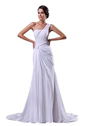Chiffon Beaded Ruched One Shoulder Prom Dress 