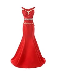 Mermaid Scoop Neck Applique Lace Crystal Crystals Prom Dress/Wedding Party Dress  with a Court Train 