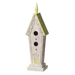 Flutter and Flora Tall Green Decorative Birdhouse